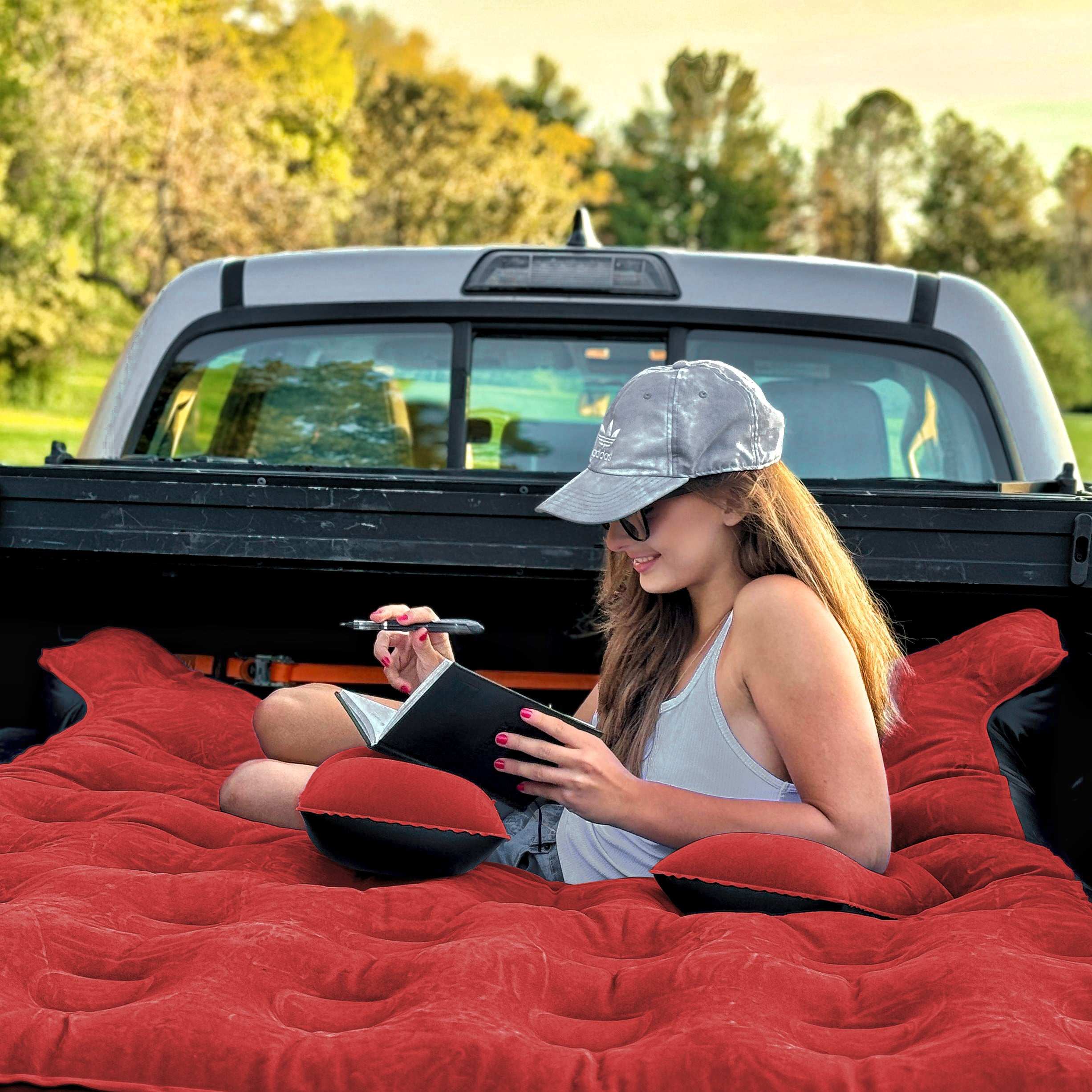 Colchón Inflable Rojo para Camioneta de Tamaño Completo de 5.5-6.5 pies