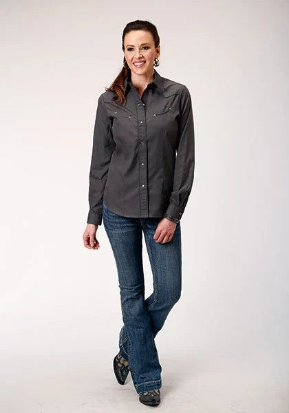 Roper 1902 Broadcloth (Grey) - Women's Western Shirt