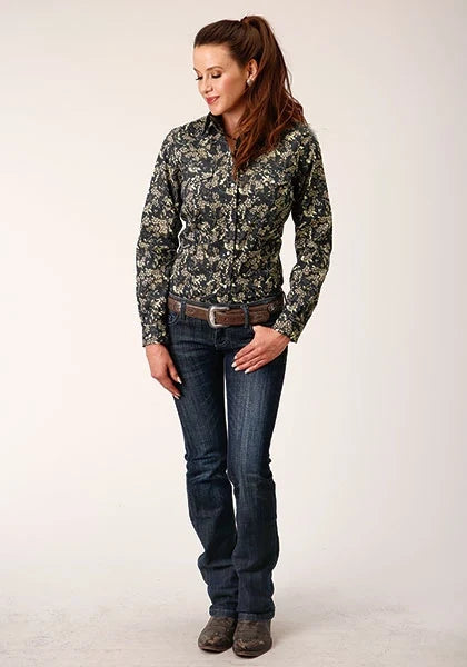 Roper 1720 Vintage Floral Print (Black) - Women's Western Shirt