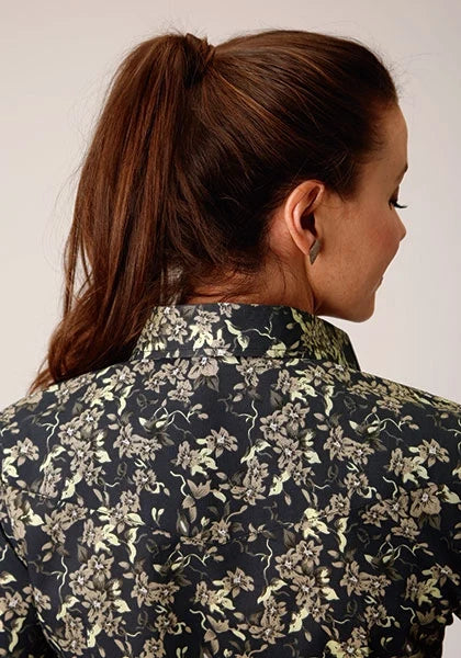 Roper 1720 Vintage Floral Print (Black) - Women's Western Shirt