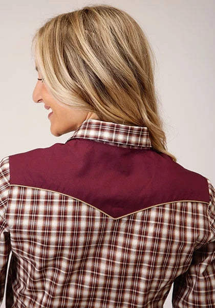 Roper 1207 Small Scale Plaid (Wine) - Women's Western Shirt