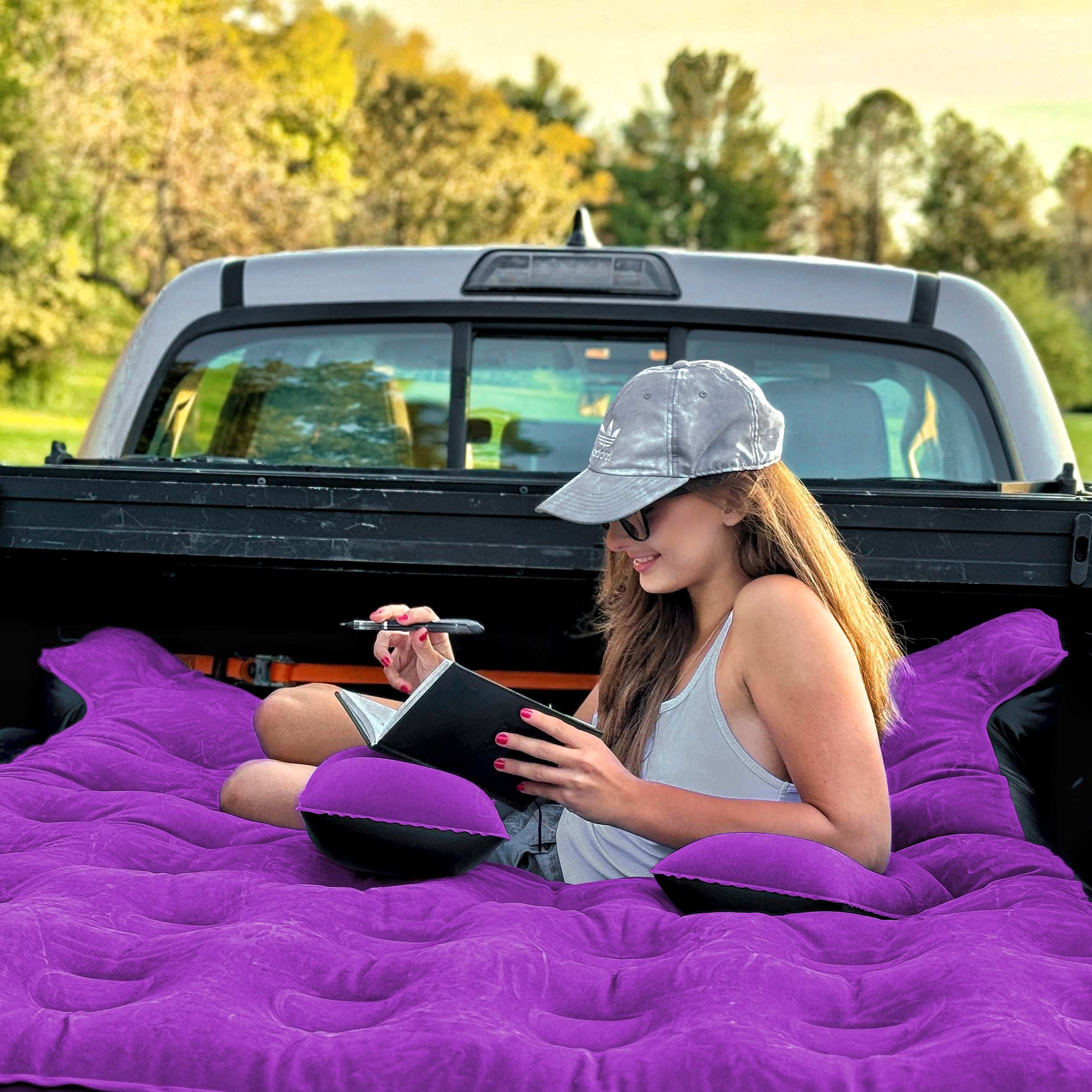 Colchón de aire morado para camioneta de tamaño completo de 5.5 a 6.5 pies