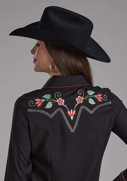 Roper 2293 Twill Retro Shirt (Black) - Women's Western Shirt