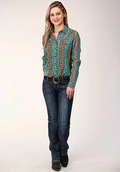 Roper 01418 Wild Stripe (Leopard) - Women's Western Blouse