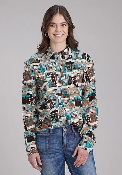 Roper 2224 Photo Collage (Multi) - Women's Western Blouse