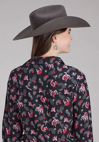 Roper 2225 Riders Print (Black) - Women's Western Blouse