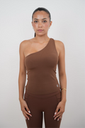 I Am Wealthy Brown One Shoulder Top