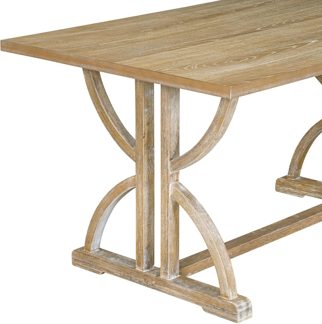 Juego de Comedor Rectangular Industrial de Madera Maciza