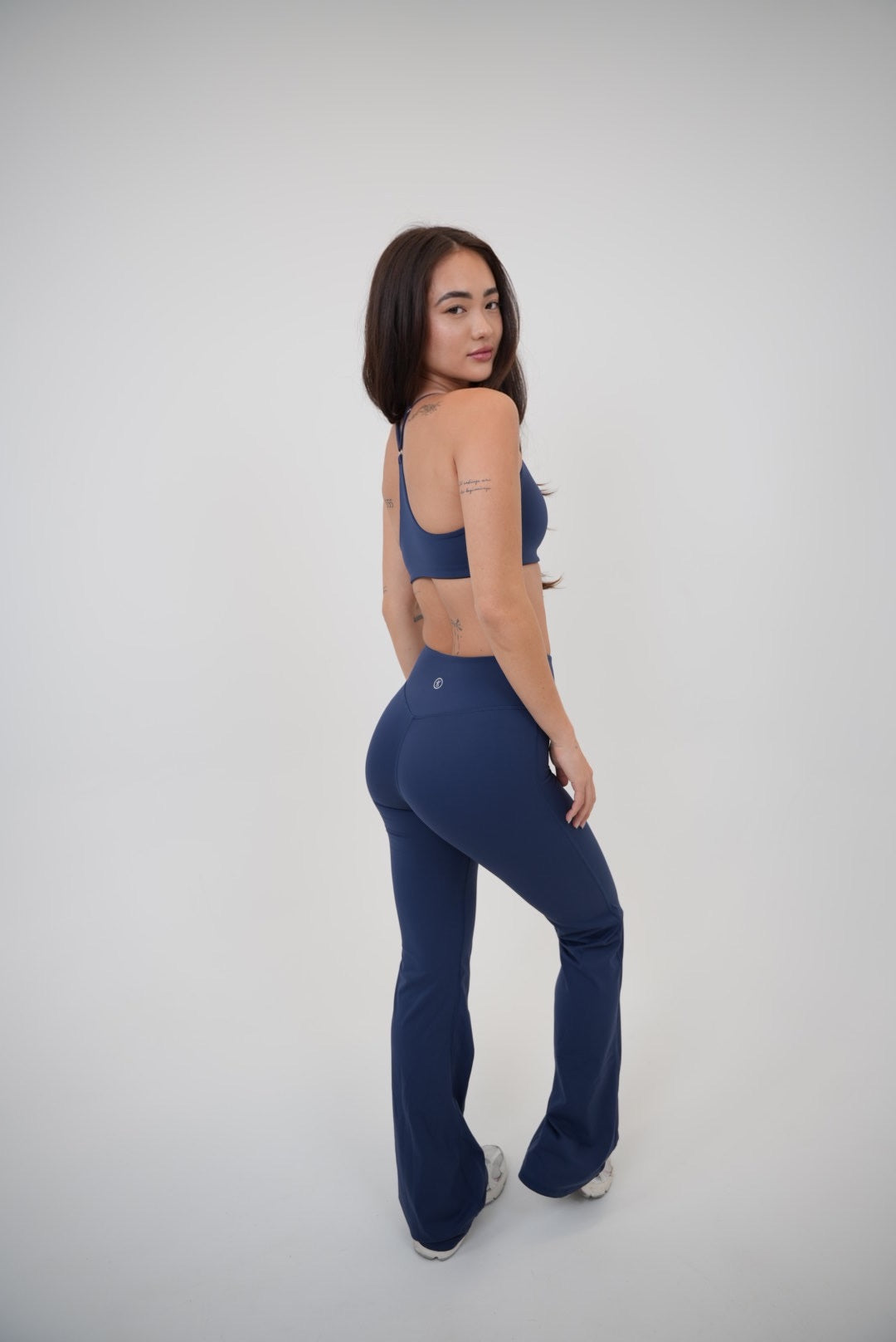 I Live in Luxury Navy Blue Sports Bra