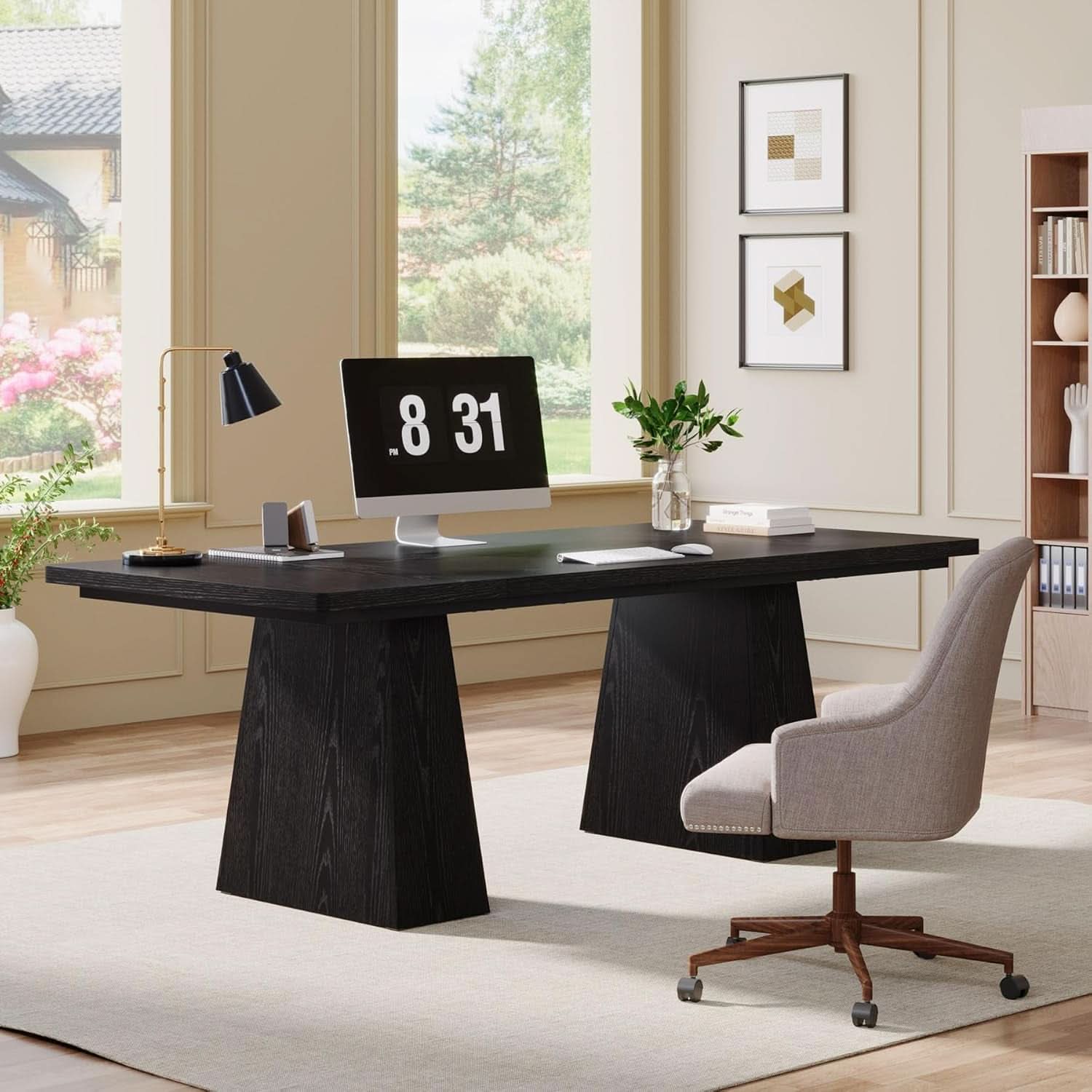 Escritorio ejecutivo moderno de 63 pulgadas con pedestal doble