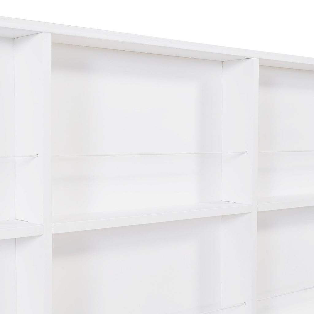 Wooden Full Size House Bed with Trundle,Kids Bed with Shelf, White (Old SKU: WF297070AAK)