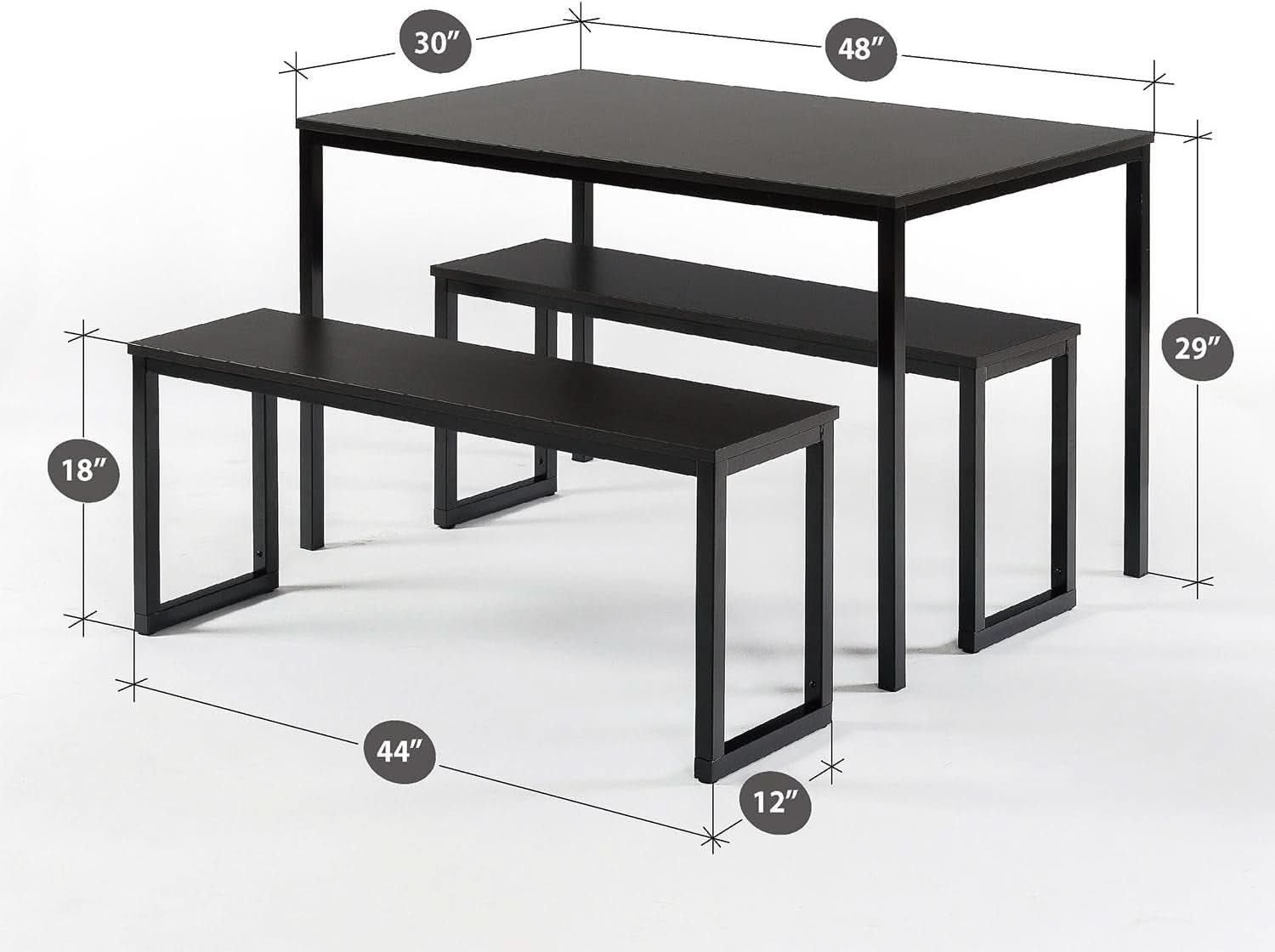 Bancos de mesa de comedor con marco de metal texturizado Espresso