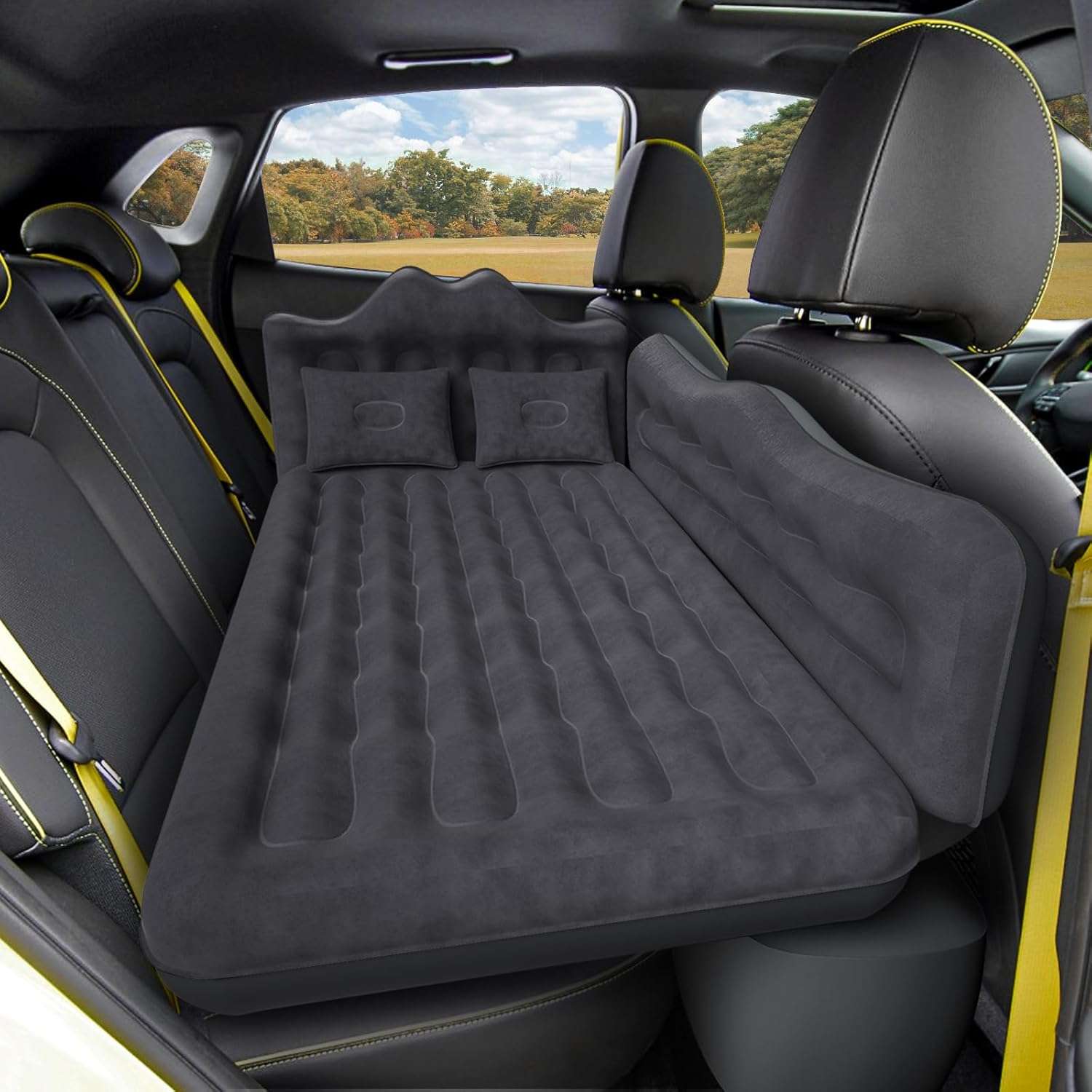 Colchón de aire engrosado para SUV/automóvil/camioneta, colchón de aire inflable para SUV/camioneta - 61 cm de ancho/gris