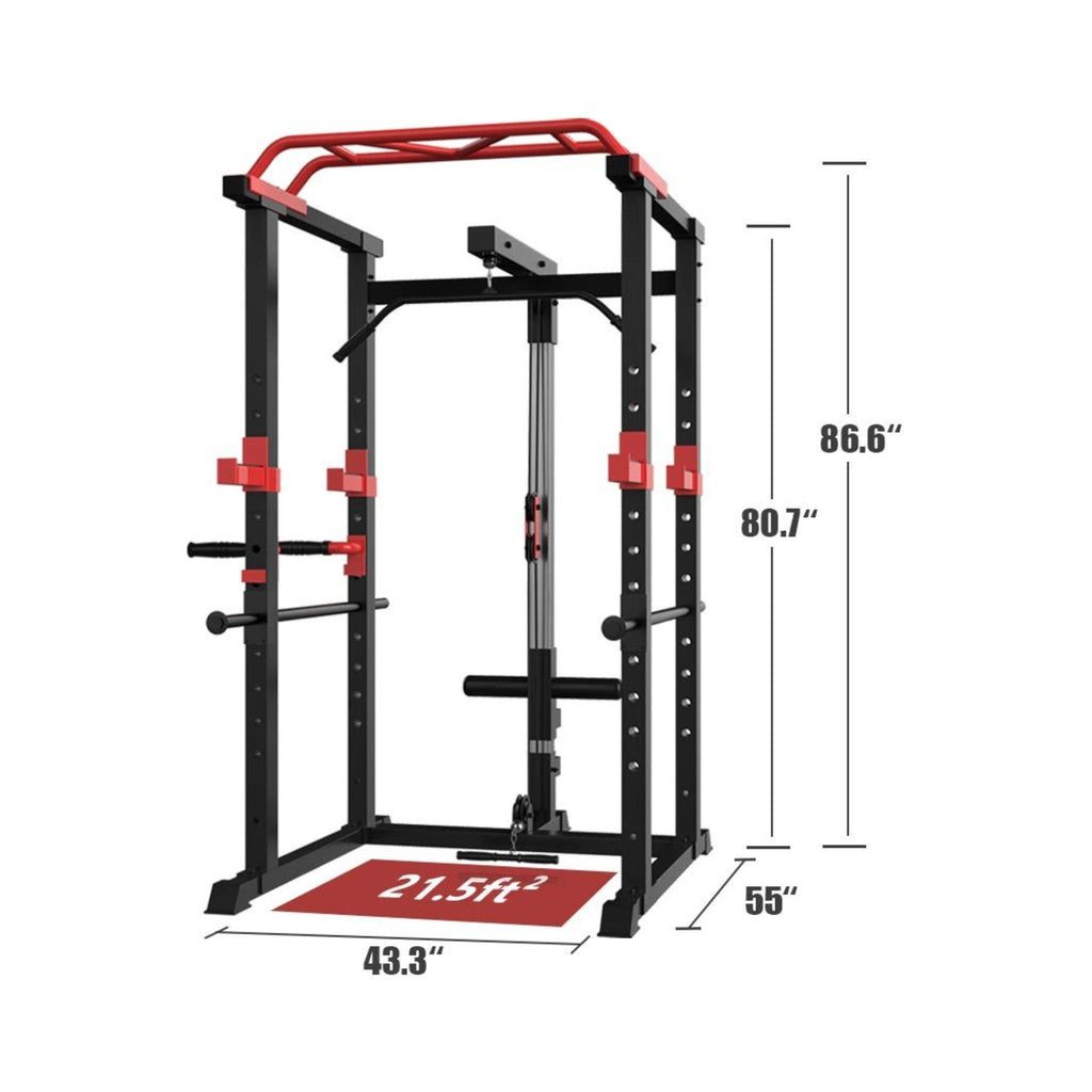 Rovix 1000LBS Soporte Multifuncional para Barra de Pesas Jaula de Sentadillas con Banco de Pesas (SAK35822)