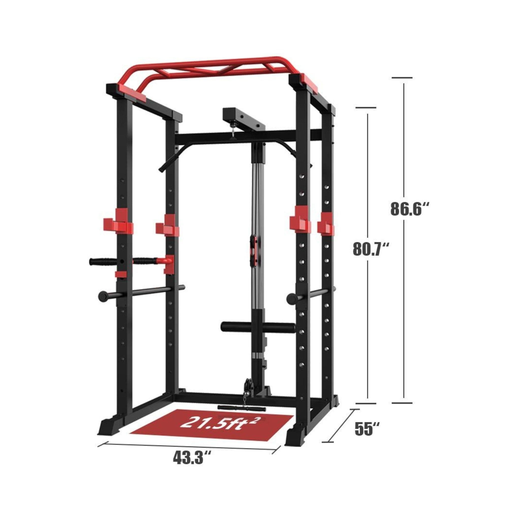 Rovix 1000LBS Soporte Multifuncional para Barra de Pesas Jaula de Sentadillas con Banco de Pesas (SAK35822)
