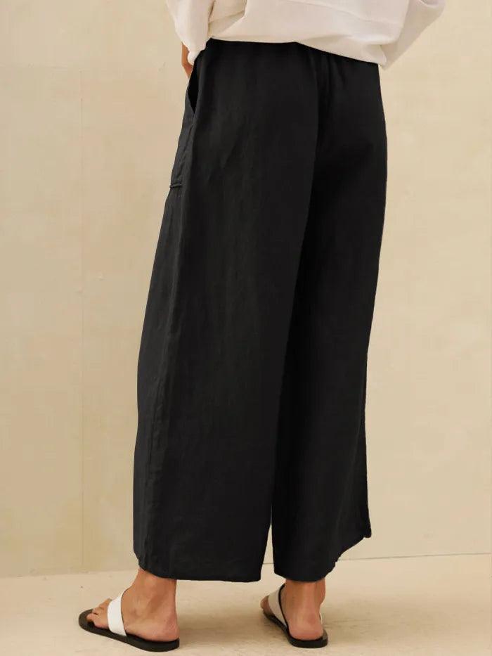 Pantalones Anchos con Bolsillos de Lino 100% THALIA
