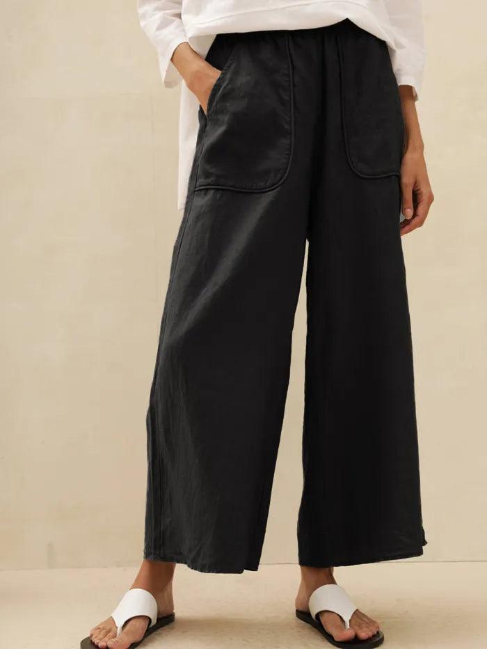 Pantalones Anchos con Bolsillos de Lino 100% THALIA