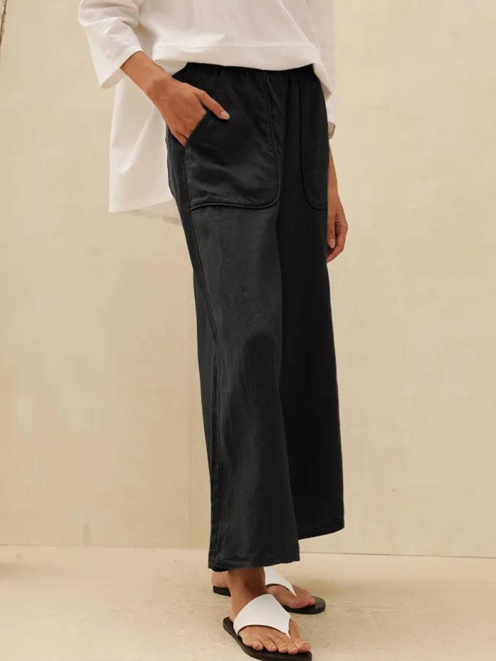 Pantalones Anchos con Bolsillos de Lino 100% THALIA
