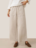 Pantalones Anchos con Bolsillos de Lino 100% THALIA