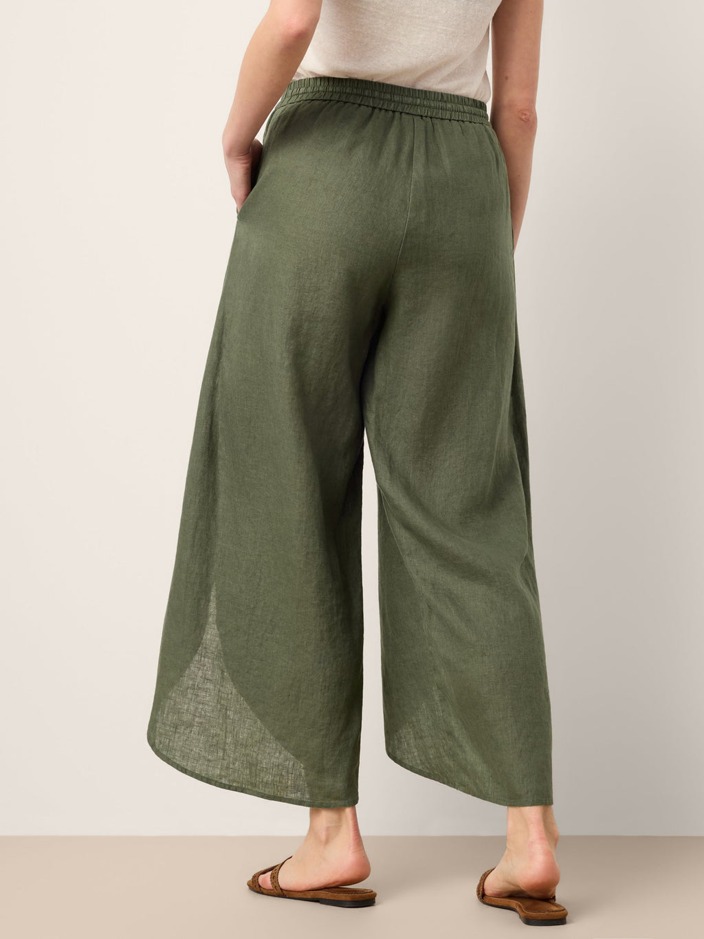 Pantalones Anchos con Cordón, Capas y Aberturas de Lino 100% PEREGRINE