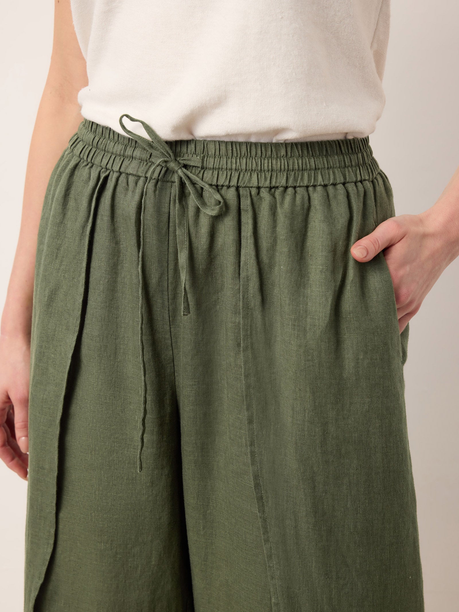Pantalones Anchos con Cordón, Capas y Aberturas de Lino 100% PEREGRINE