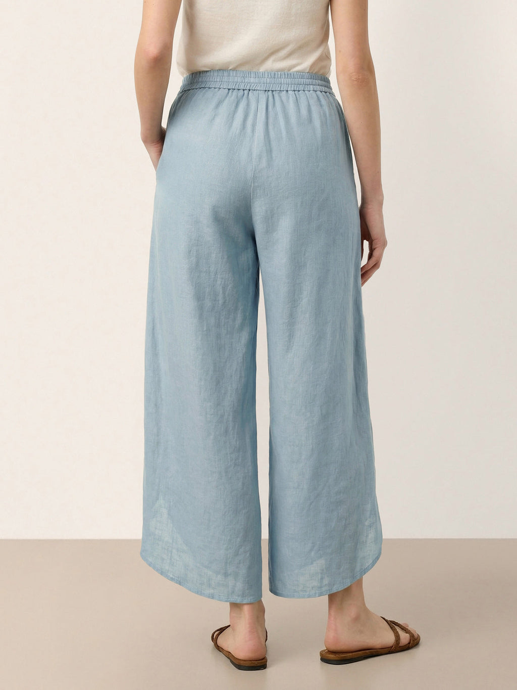 Pantalones Anchos con Cordón, Capas y Aberturas de Lino 100% PEREGRINE