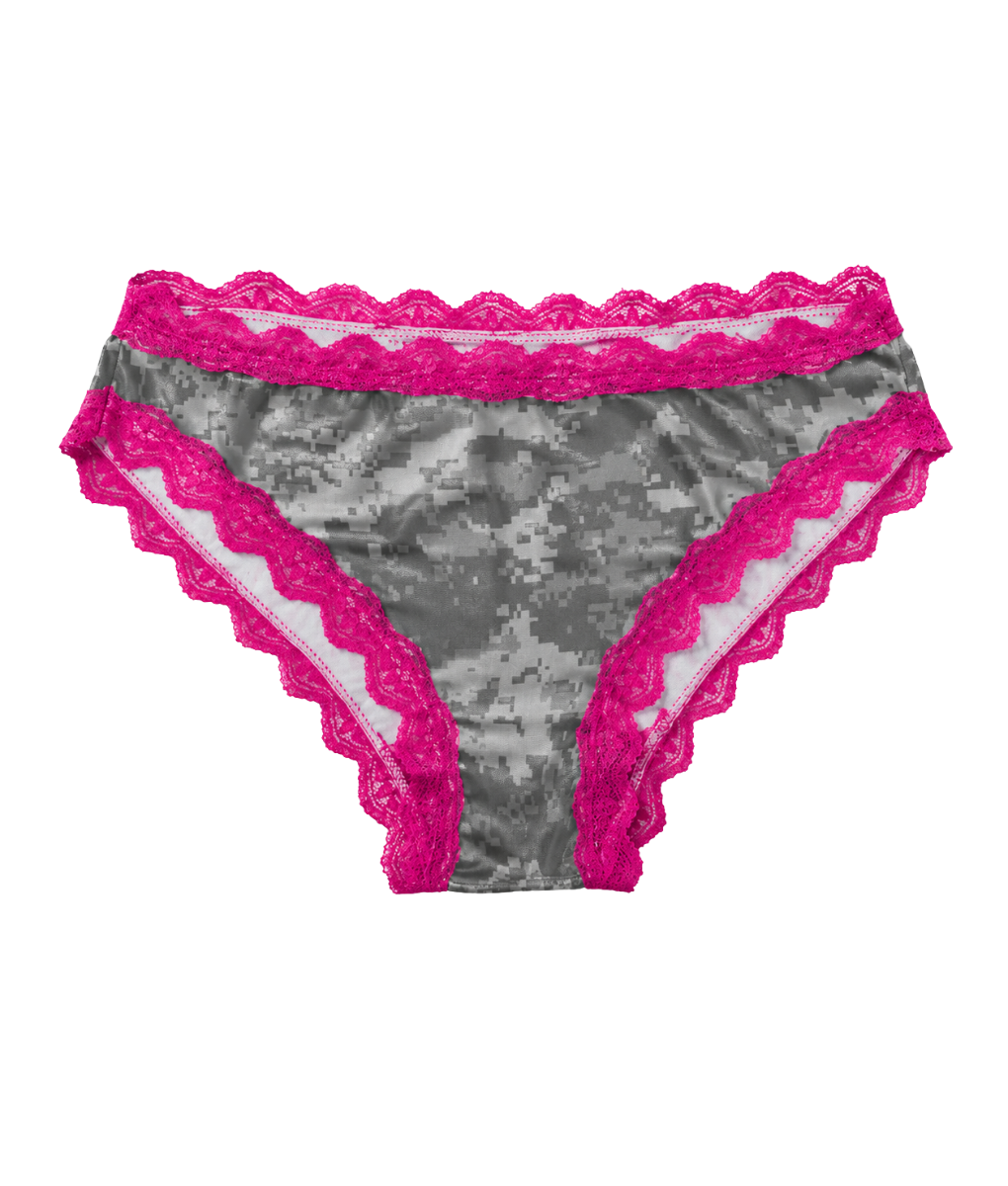 Women's Pink Camo Lace Panty - Atlas Fuchsia Hunting Underwear - Wilderness Dreams