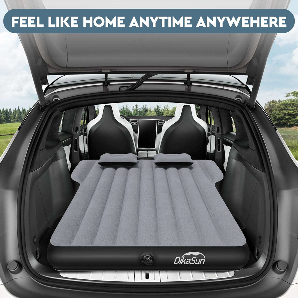Colchón Tesla Model Y: Colchón de aire inflable para camping para Model Y, almohadilla gruesa para dormir en SUV de viaje con bomba de aire para coche y 2 almohadas, gris
