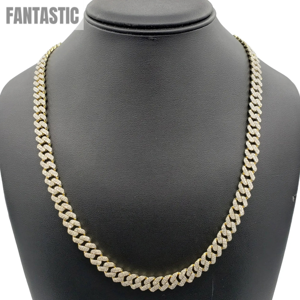 Cadena cubana Miami de oro 10K con diamantes (10mm)