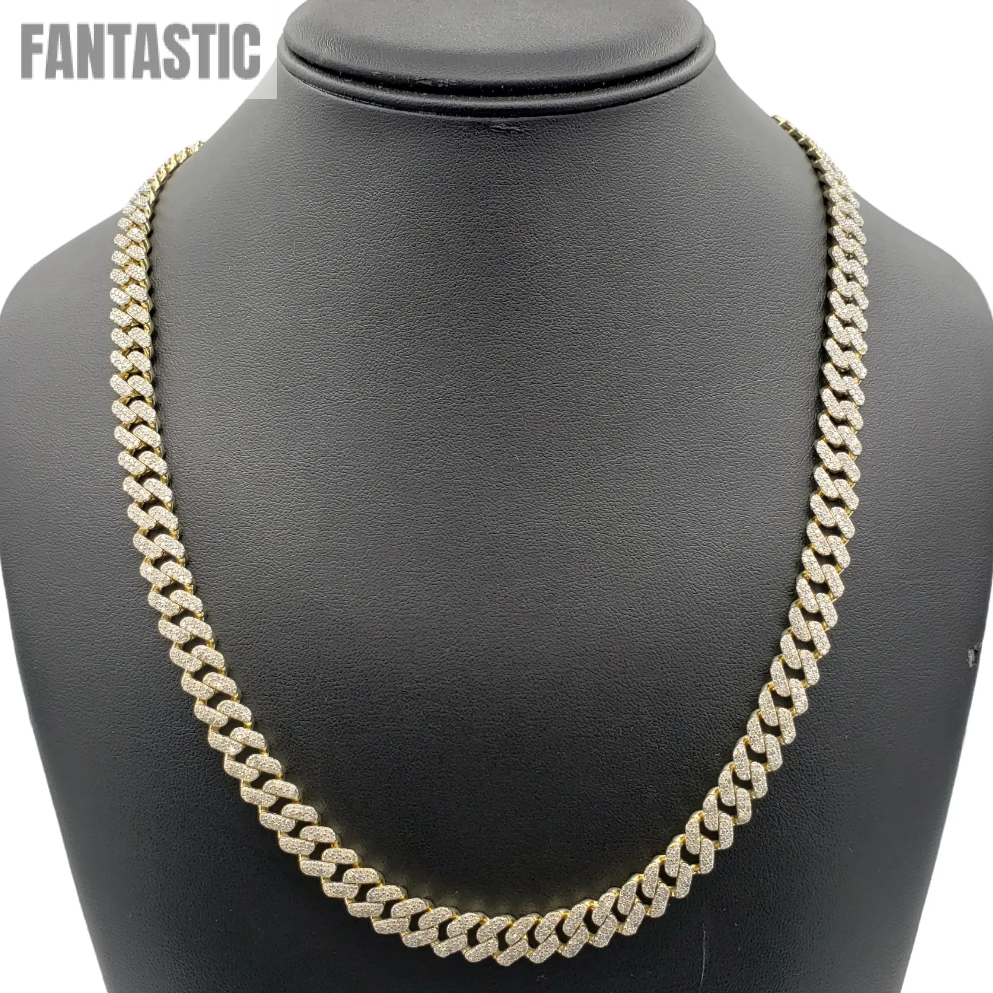 Cadena cubana Miami de oro 10K con diamantes (10mm)