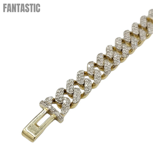 Cadena cubana Miami de oro 10K con diamantes (10mm)