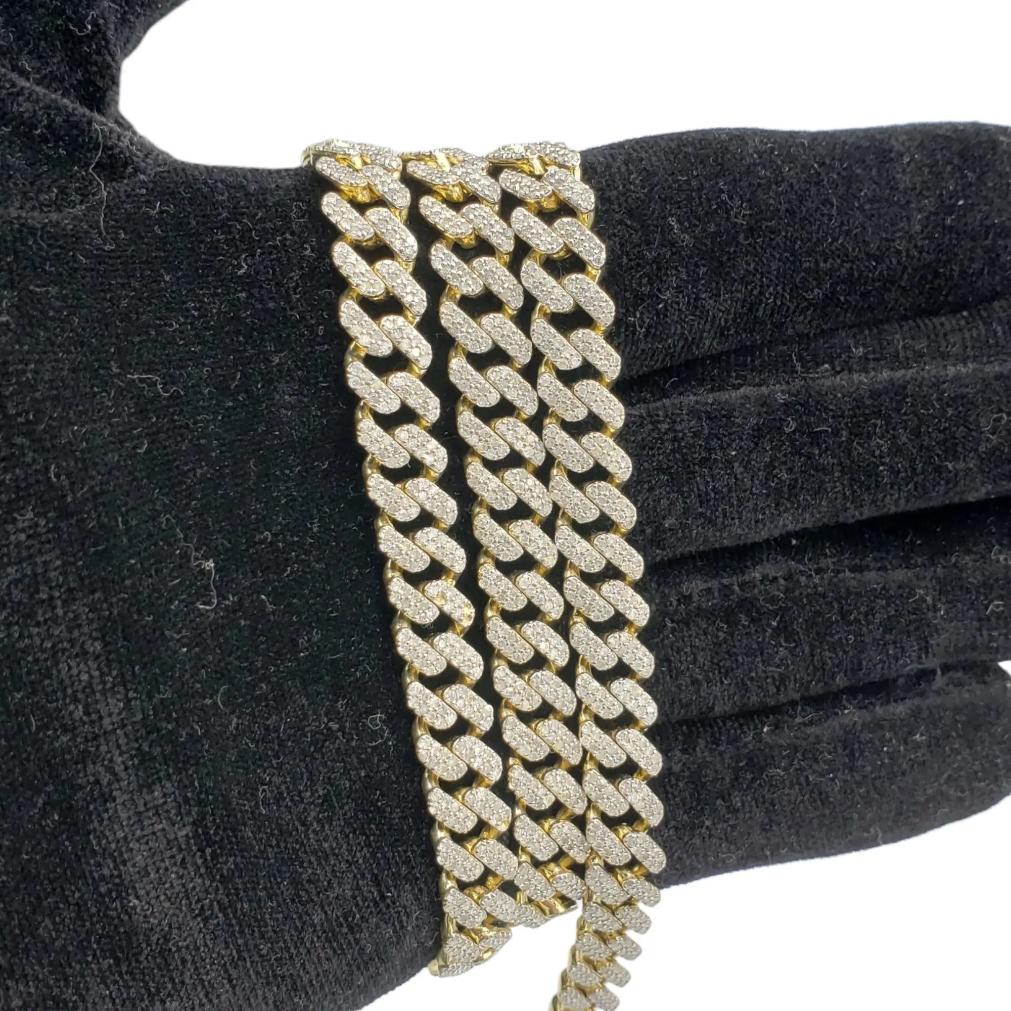 Cadena cubana Miami de oro 10K con diamantes (10mm)