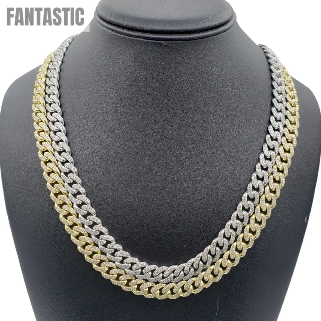 Cadenas cubanas de Miami de oro de 10K con diamantes (10 mm)