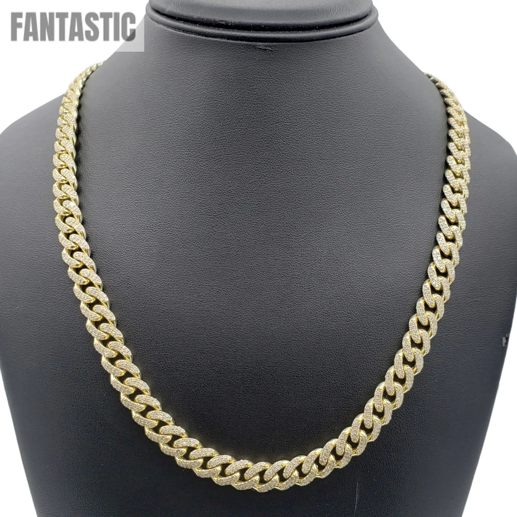 Cadenas cubanas de Miami de oro de 10K con diamantes (10 mm)