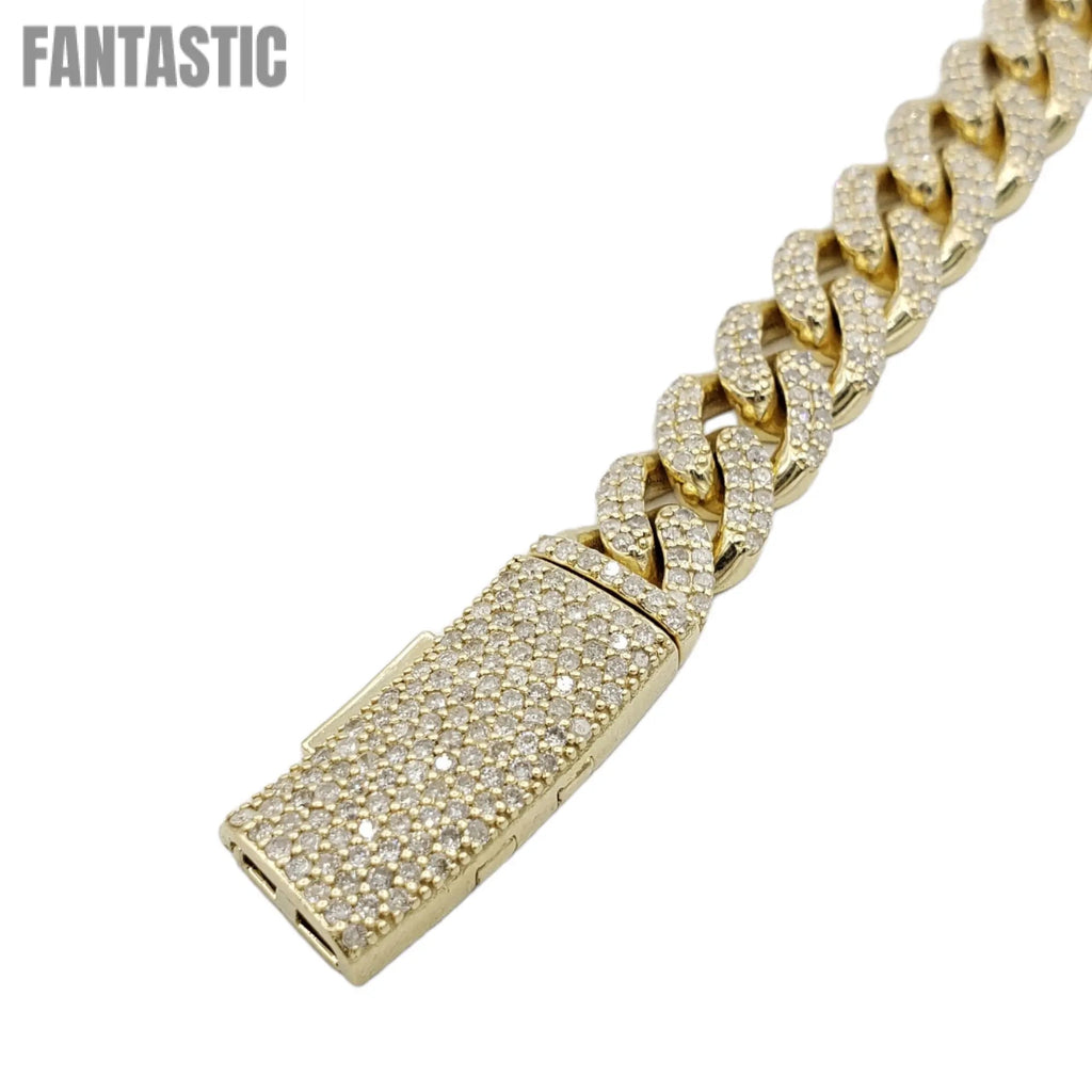 Cadenas cubanas de Miami de oro de 10K con diamantes (10 mm)