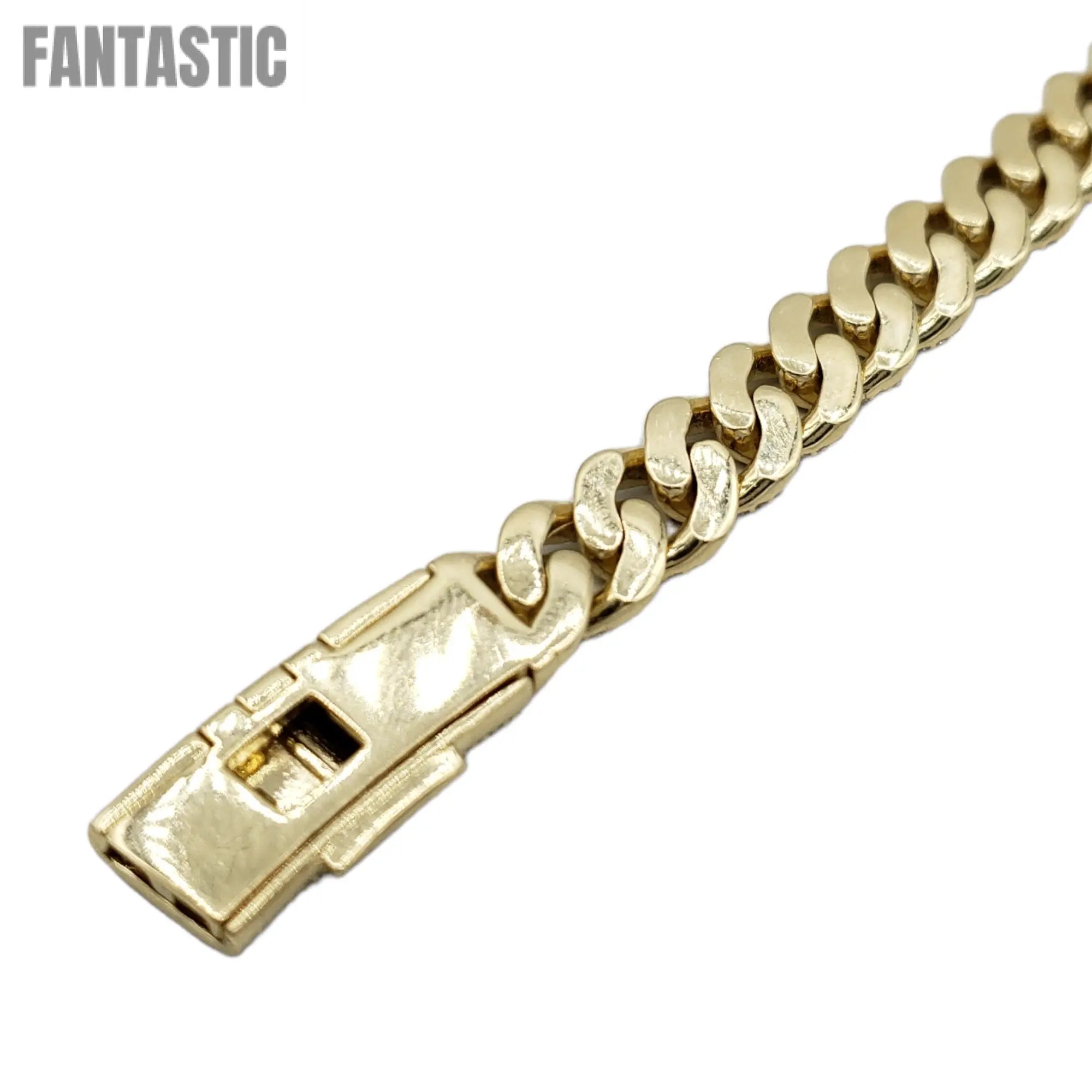 Cadenas cubanas de Miami de oro de 10K con diamantes (10 mm)