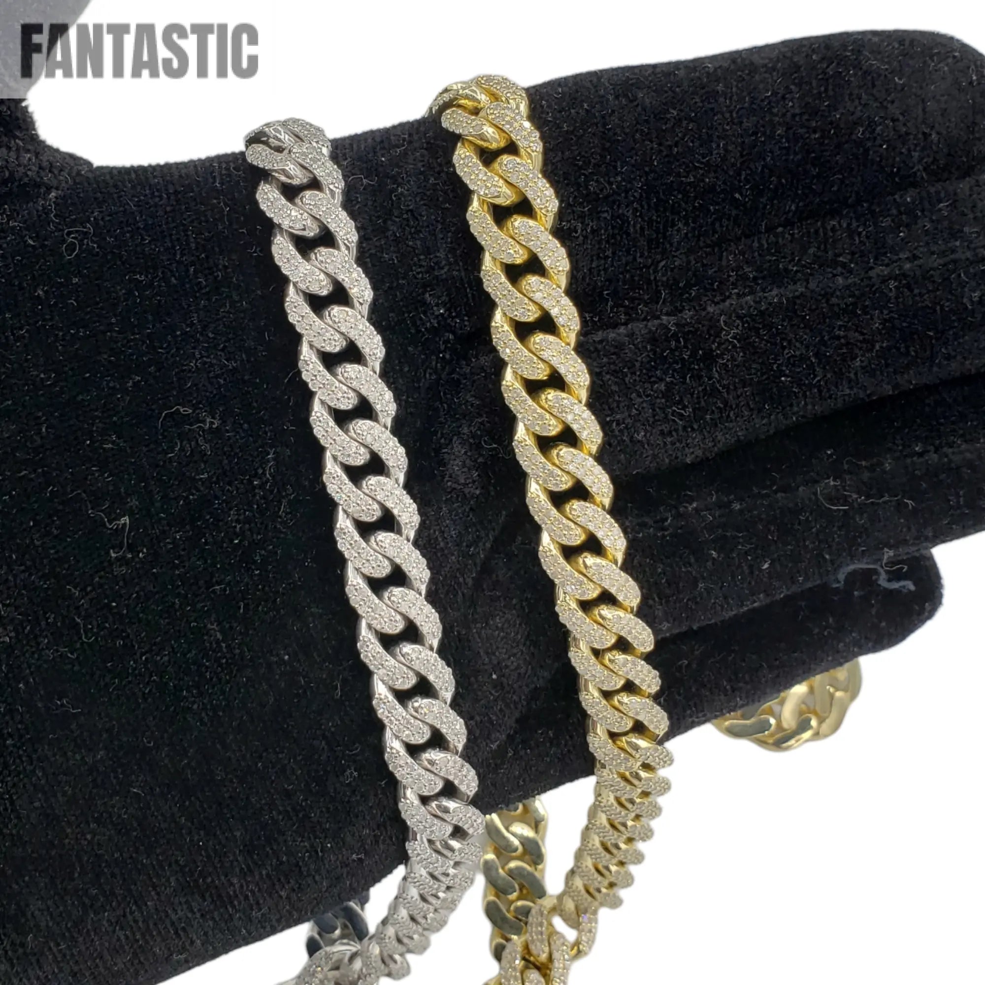 Cadenas cubanas de Miami de oro de 10K con diamantes (10 mm)