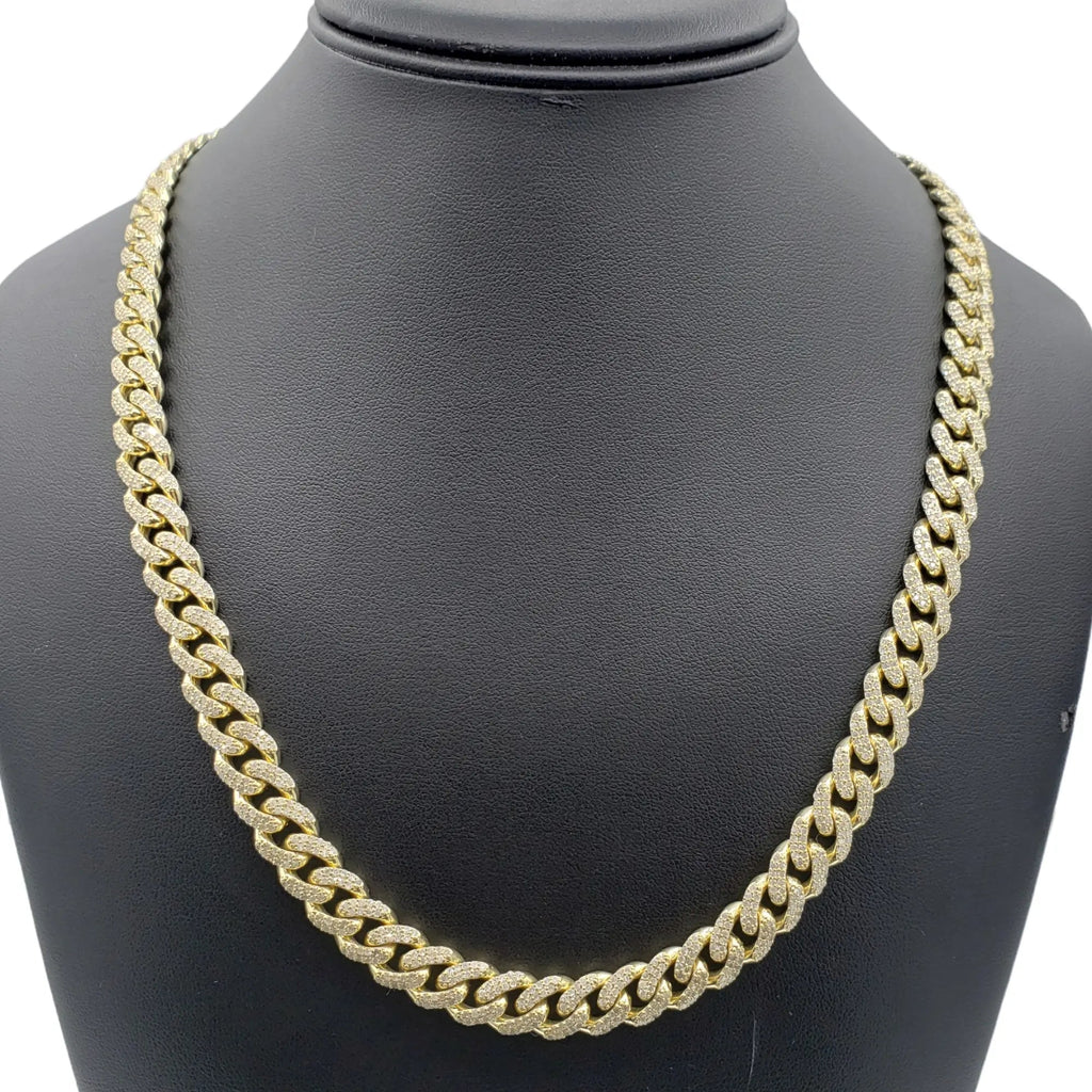Cadenas cubanas de Miami de oro de 10K con diamantes (10 mm)