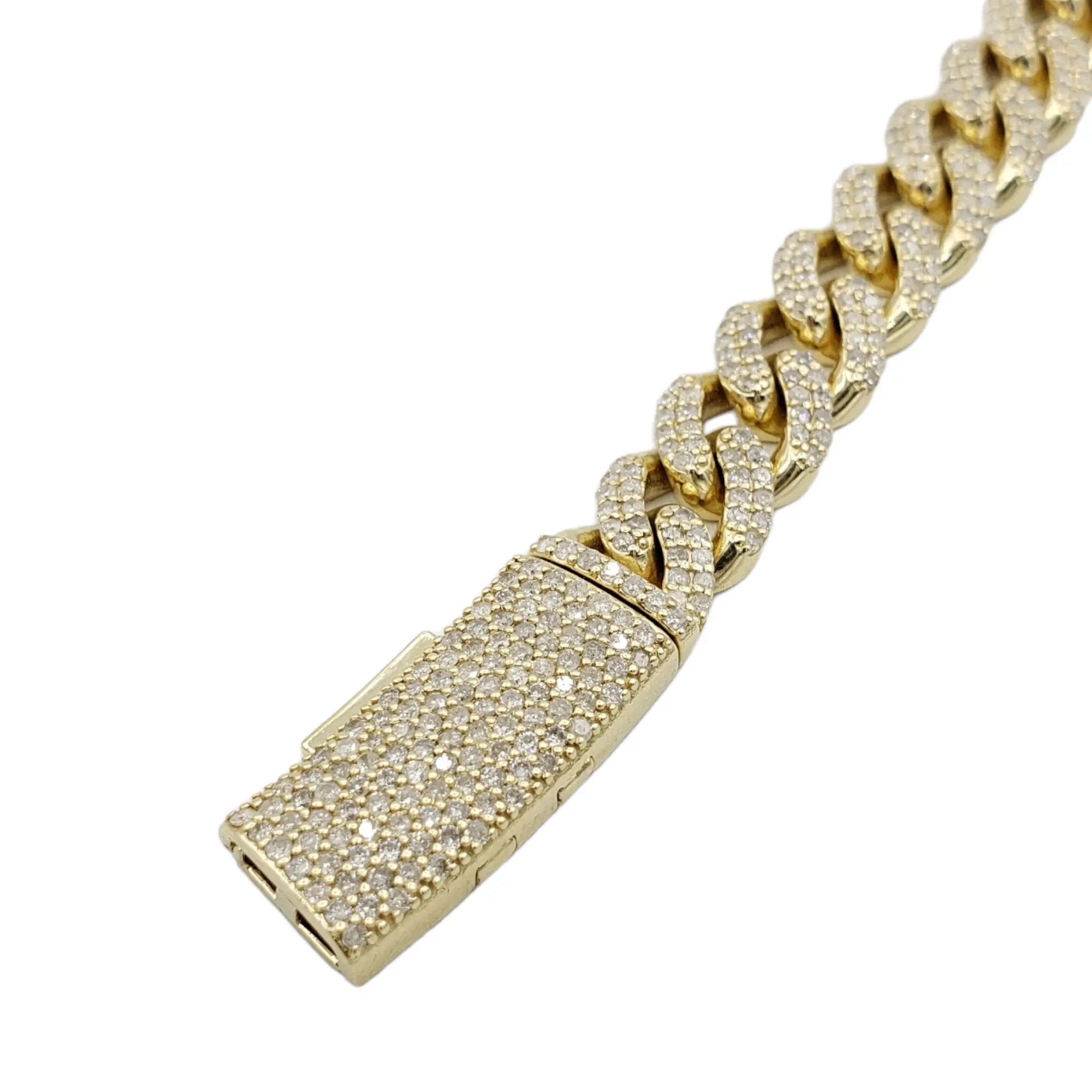 Cadenas cubanas de Miami de oro de 10K con diamantes (10 mm)