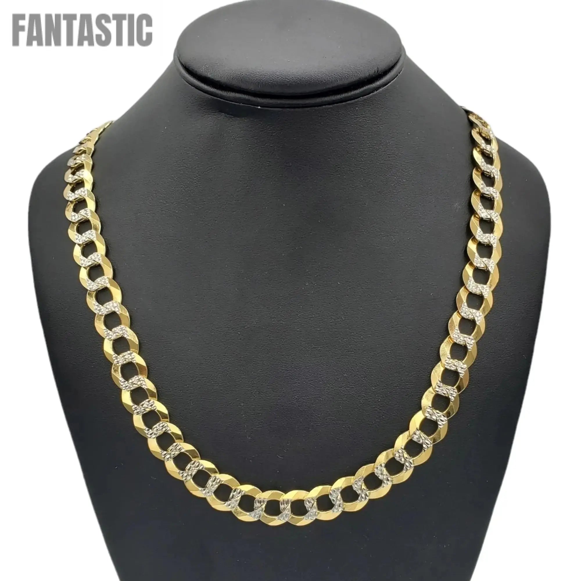 Cadena de oro de 10K - Eslabón cubano macizo con corte de diamante (pavé)