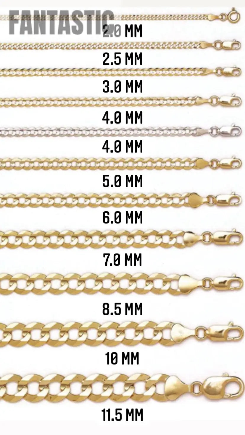 Cadena de eslabones cubanos (Cuban Curb) maciza de oro amarillo de 10K