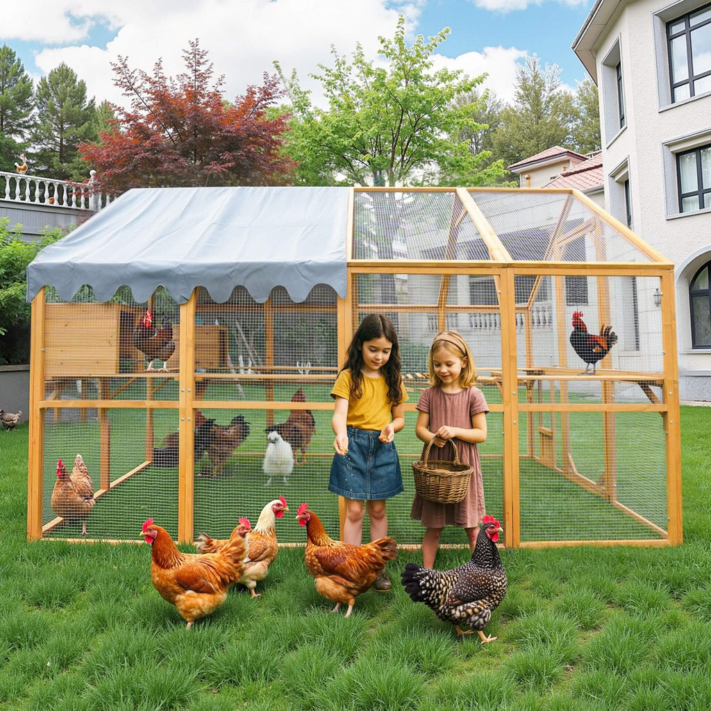 Parque para gatitos grande para exteriores de 110 pulgadas, gallinero con cubierta impermeable (SAK15370)