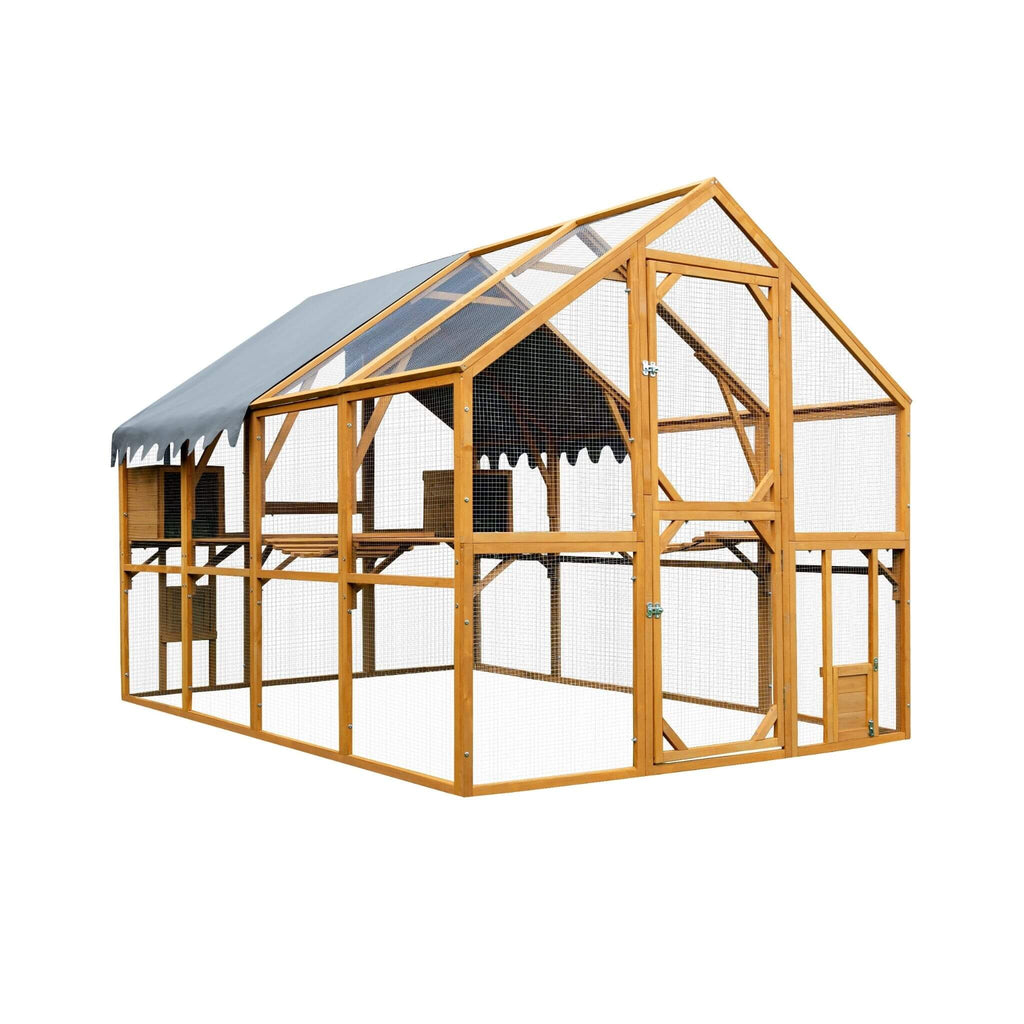 Parque para gatitos grande para exteriores de 110 pulgadas, gallinero con cubierta impermeable (SAK15370)