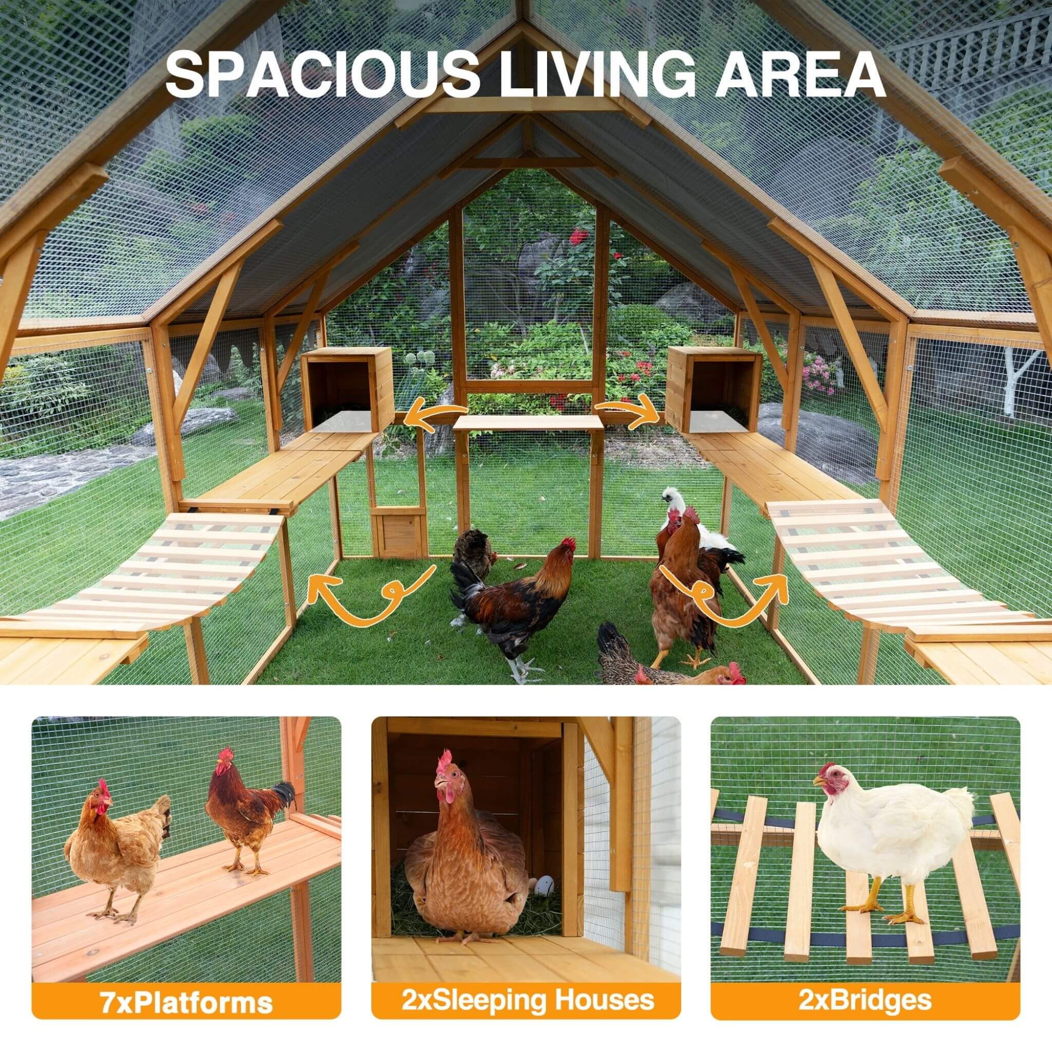 Parque para gatitos grande para exteriores de 110 pulgadas, gallinero con cubierta impermeable (SAK15370)