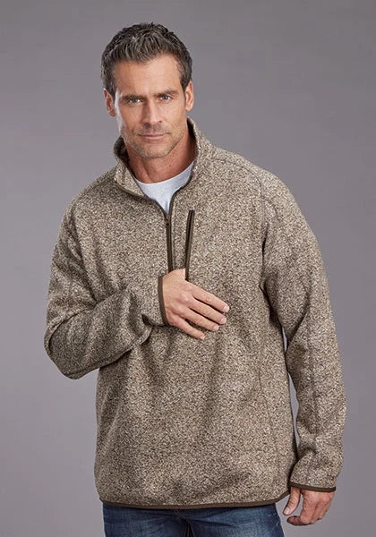 Stetson 2329 Herringbone 1/4 Zip (Brown) - Men's Sweater