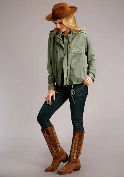 Stetson Twill Zip (Olive) - Women's Bomber Jacket