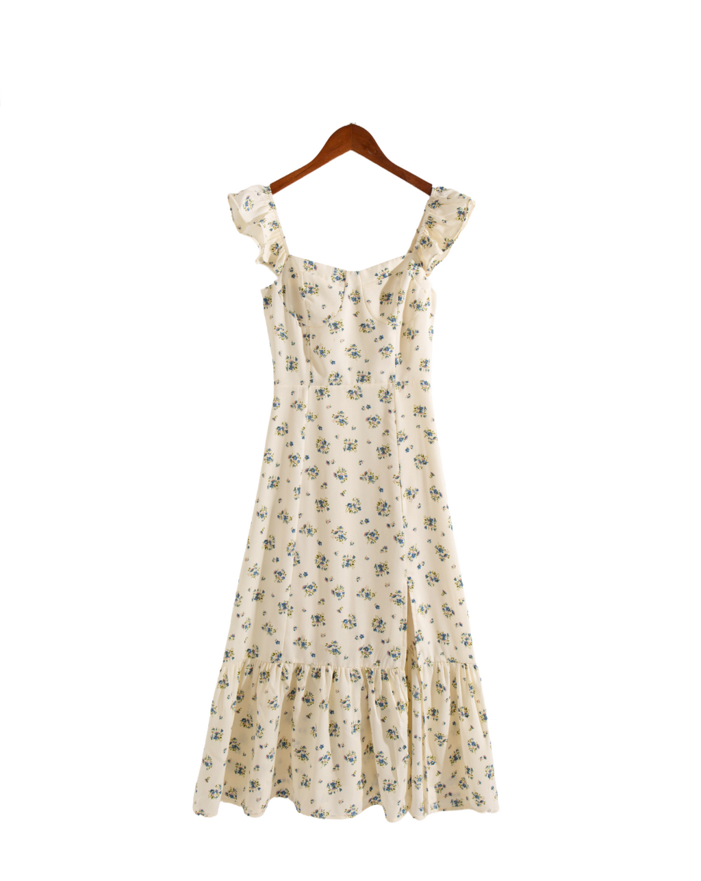 Winter Casual Large Swing Dress Square Collar Flying Sleeves Printed Dress