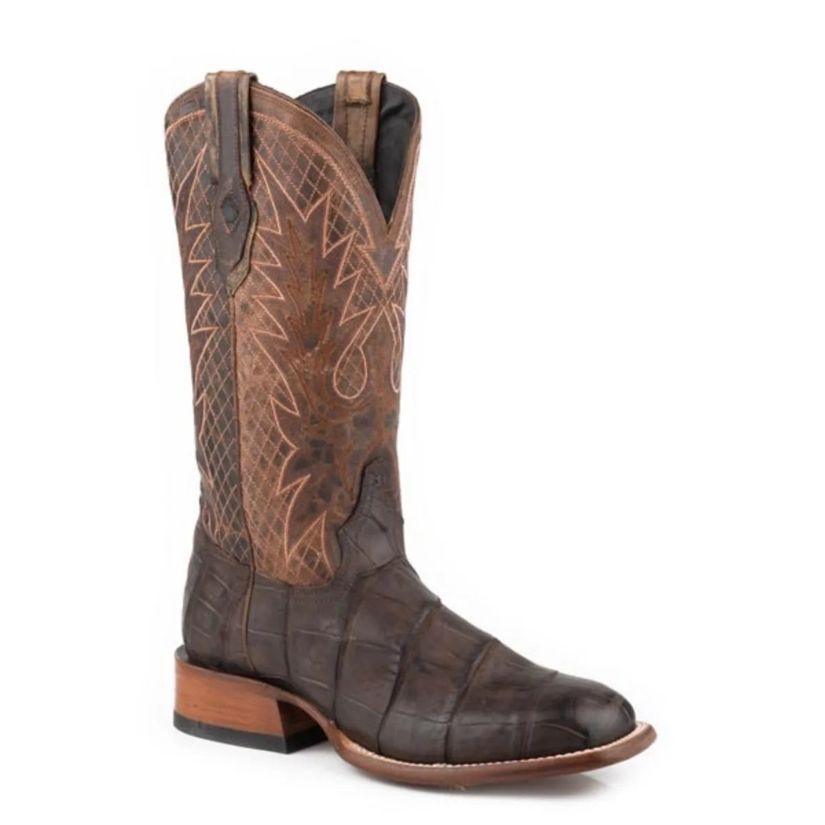 Stetson Grator (Brown/Black) - Men's Alligator Cowboy Boot