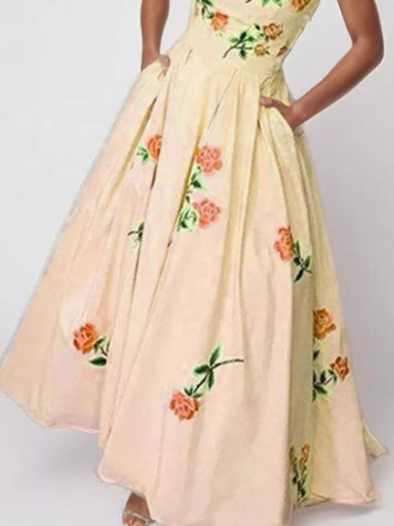 Floral Print Tube Maxi Dress