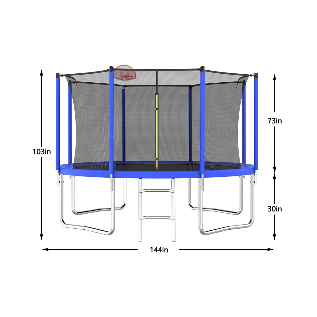 Trampolín de exterior premium de 3.65 m para niños y adultos con canasta de baloncesto y red de seguridad (SAK15723)